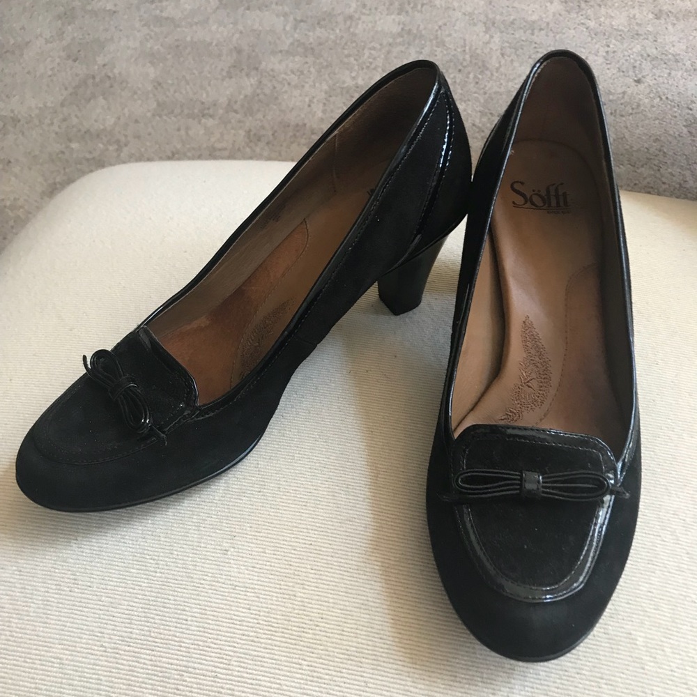 🌸SOFFT 🌸 BLACK SUEDE HEELS SIZE 9 🌸 EUC